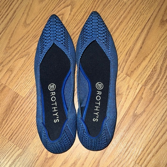 Rothy's Shoes - Rothy's The Point Blue Honeycomb Knit Pointed Toe Flats Size 9.5